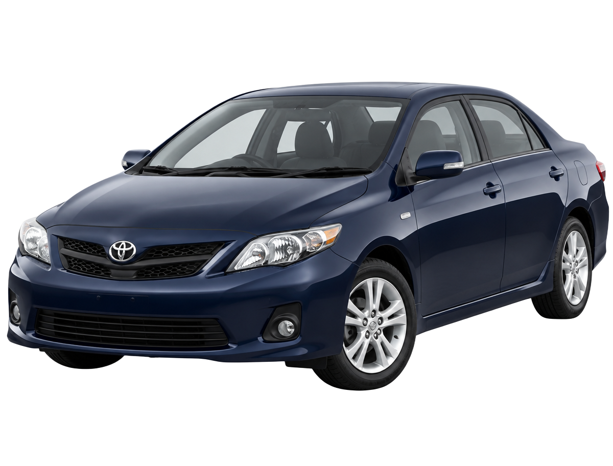 Toyota Corolla azul oscuro de alquiler semanal, actualmente no disponible